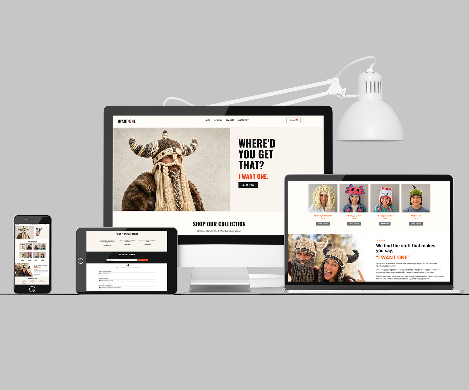 Iwantone online store displayed on desktop, laptop, tablet and mobile