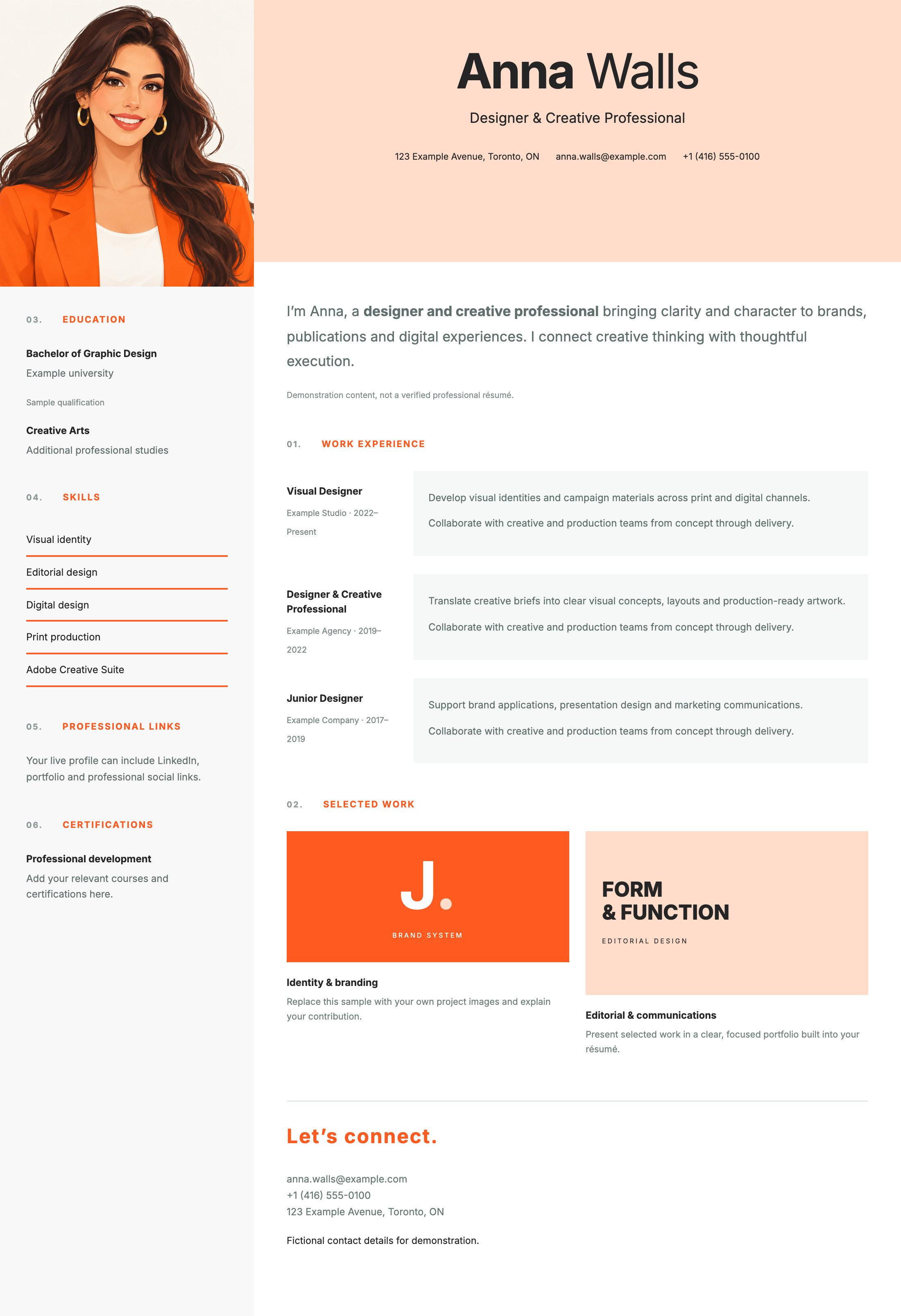 Studio web résumé layout