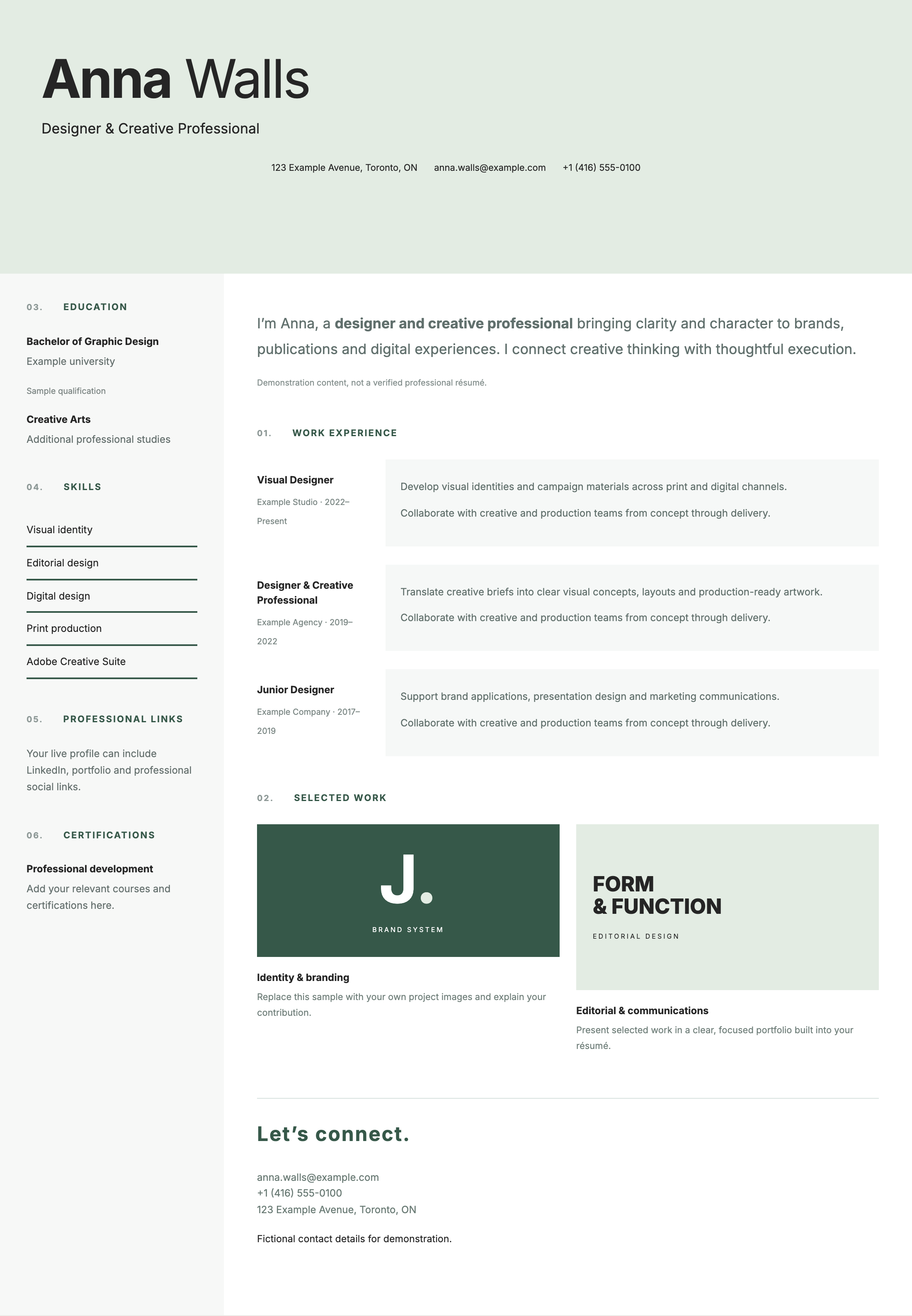 Essential résumé layout preview