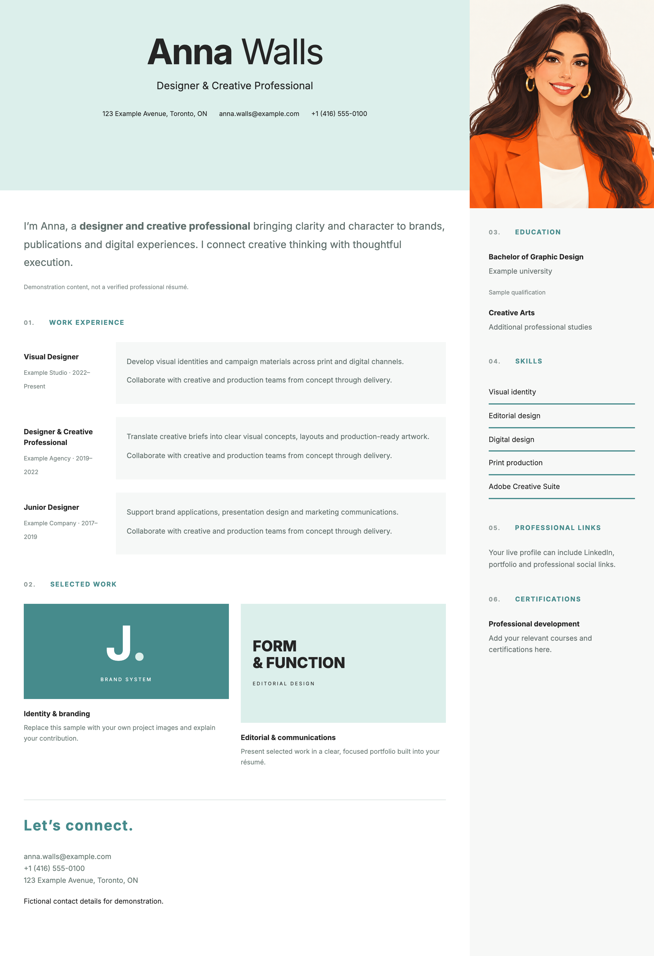 Coastal résumé layout preview