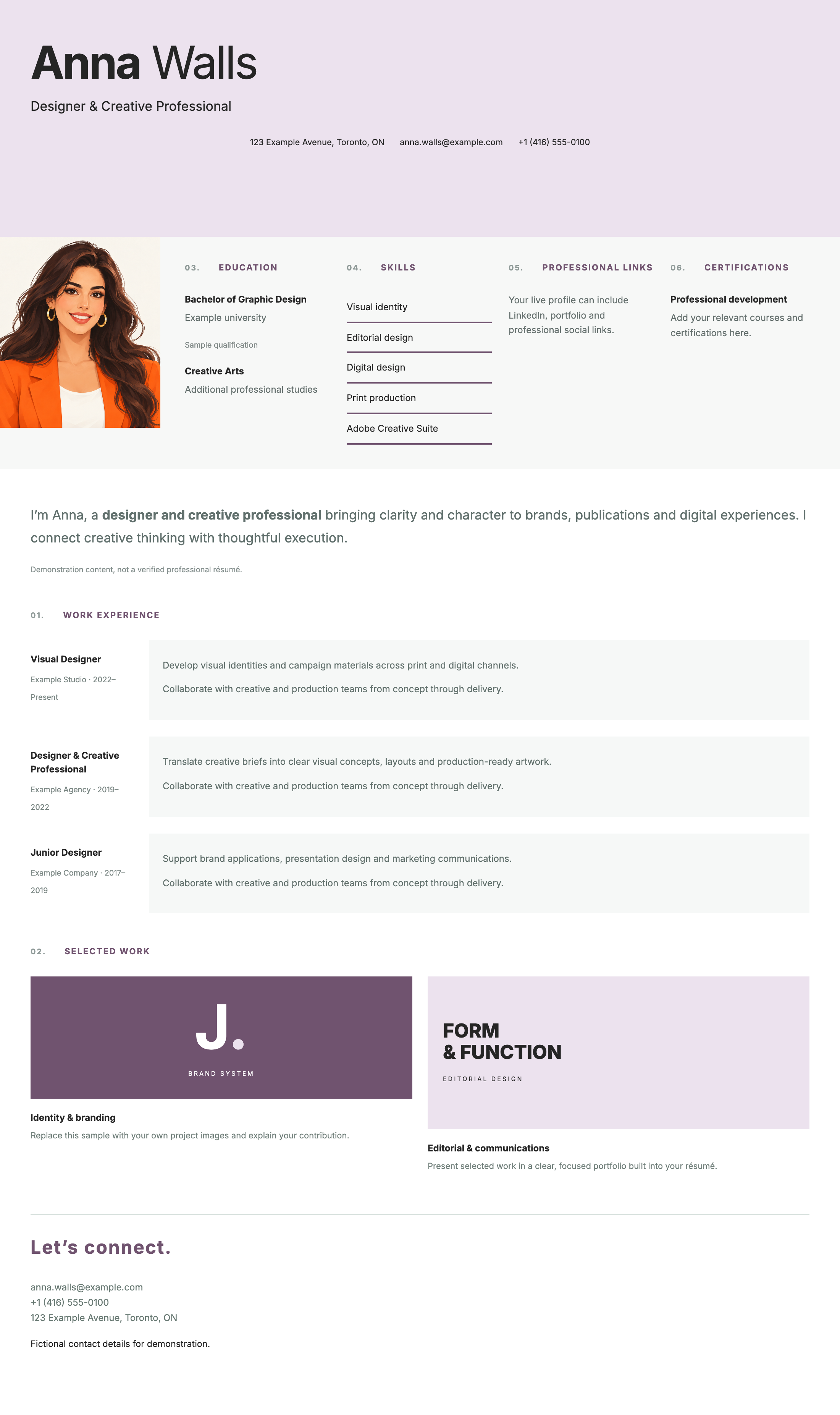 Modern résumé layout preview