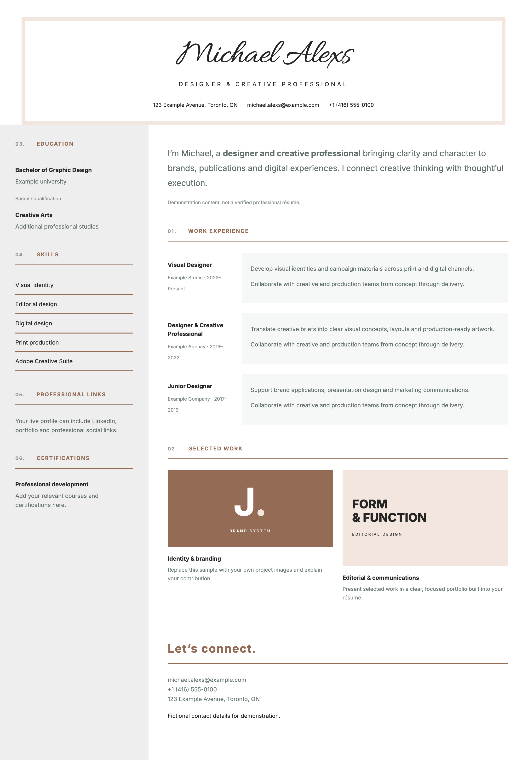 Signature résumé layout preview